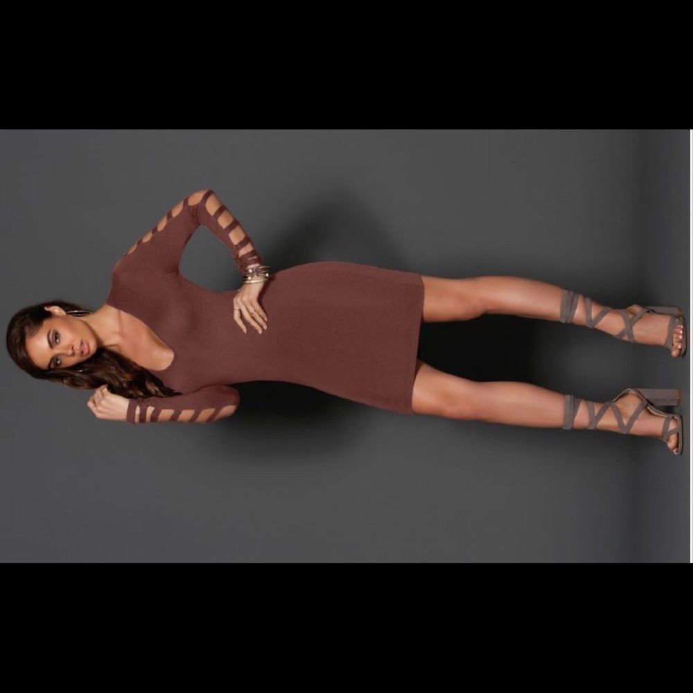 Bronze Long Sleeve Mini Dress